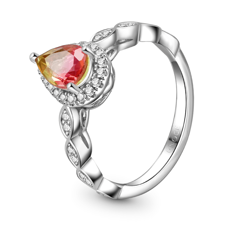 Gnoce Pear-cut Opal Promise Ring Platinum-plated Silver Blend_2