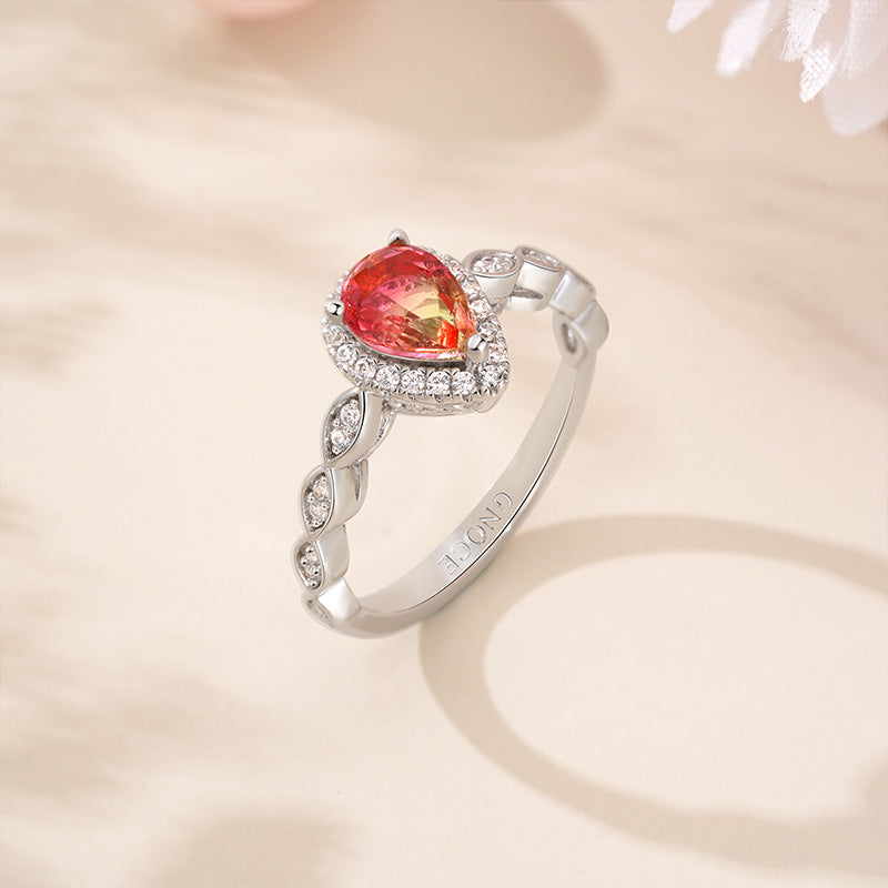 Gnoce Pear-cut Opal Promise Ring Platinum-plated Silver Blend_3