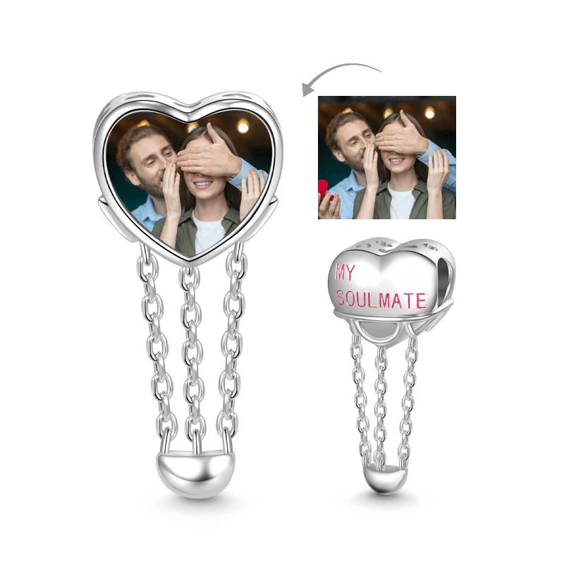 Gnoce "Never Be Apart" Heart Personalized Photo Charm_1