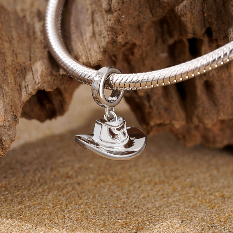 Gnoce Cowboy Hat Charm Platinum-plated Silver Blend_3