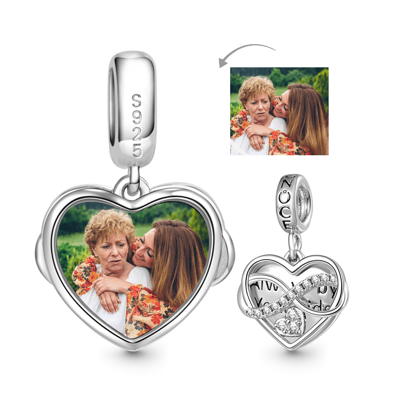 Gnoce Infinite Heart Personalized Photo Double Charm Platinum-plated Silver Blend_1