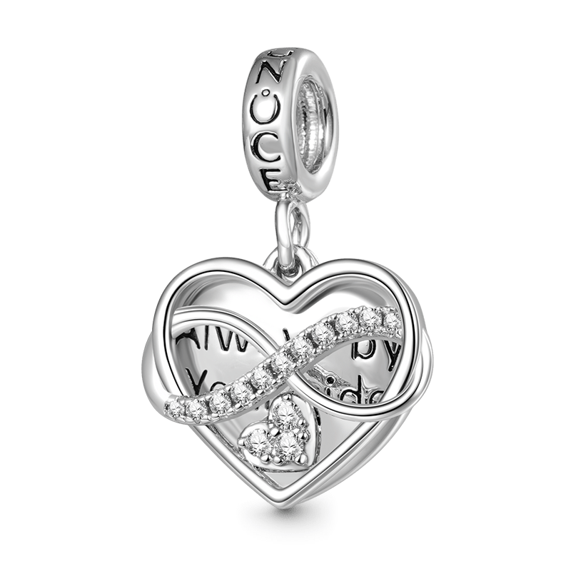 Gnoce Infinite Heart Personalized Photo Double Charm Platinum-plated Silver Blend_2