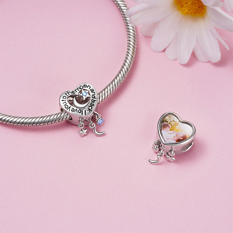 Gnoce Dream Catcher Heart Personalized Photo Charm Platinum-plated Silver Blend_2