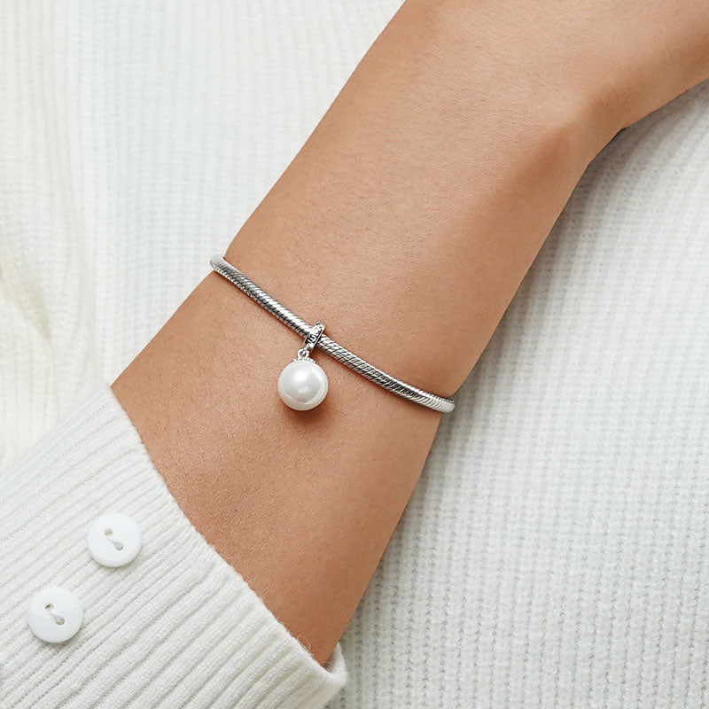 Gnoce Elegant Pearl Charm Platinum-plated Silver Blend_5