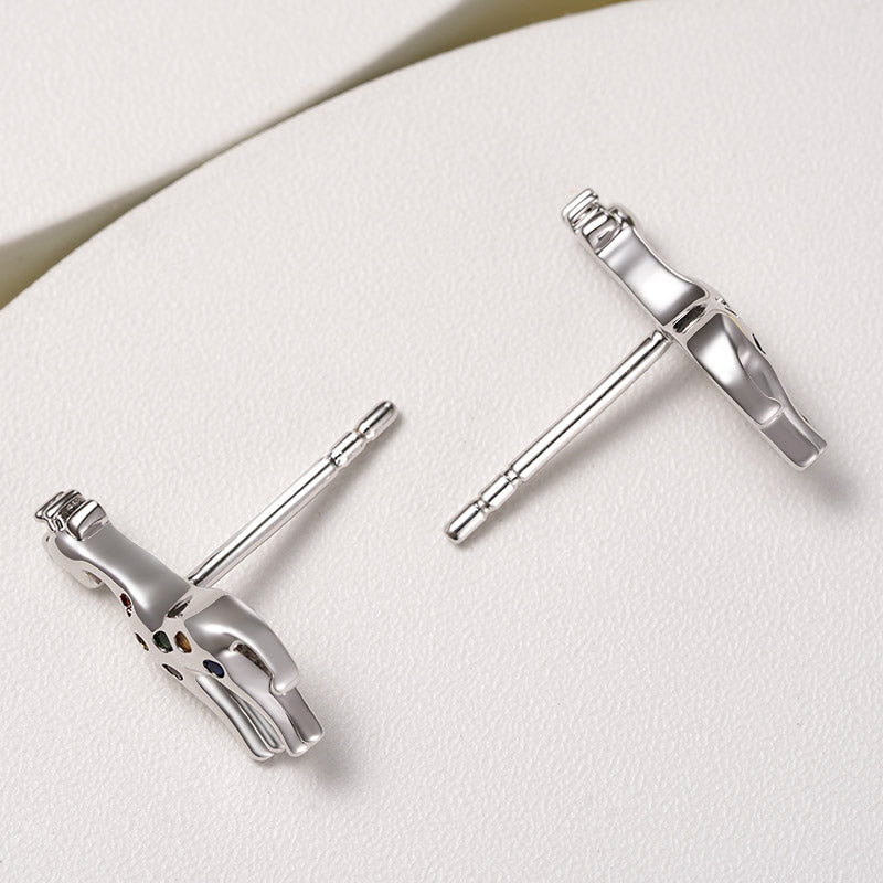 Gnoce Lovely Deer Stud Earrings Platinum-plated Silver Blend_2
