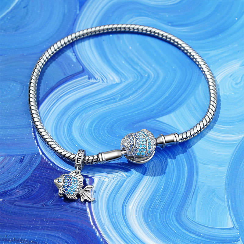 Gnoce Cheerful Fish Charm Platinum-plated Silver Blend_3