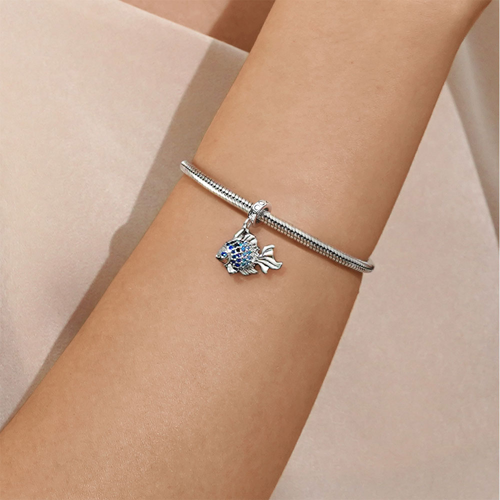 Gnoce Cheerful Fish Charm Platinum-plated Silver Blend_5