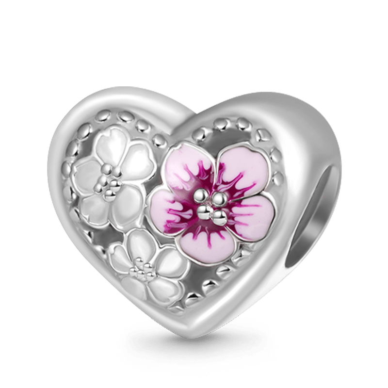 Gnoce Pink Peach Blossom Heart Charm_1