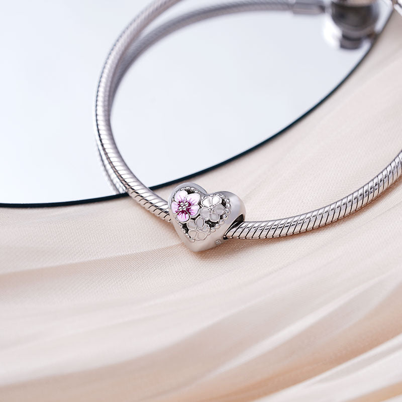 Gnoce Pink Peach Blossom Heart Charm_3