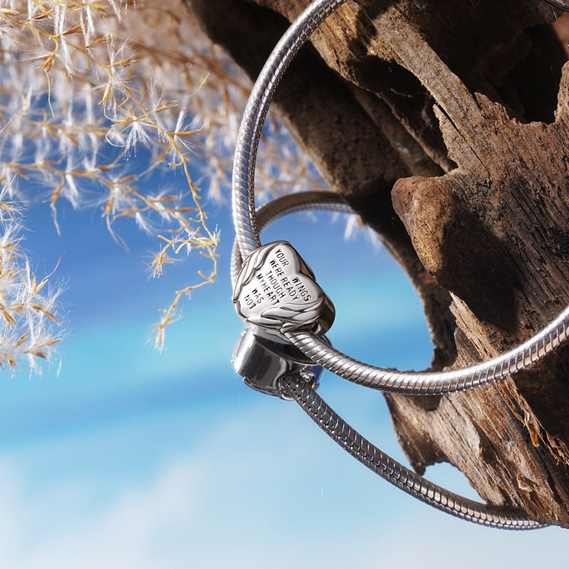 Gnoce Angel Wings Love Heart Personalized Charm Platinum-plated Silver Blend_2