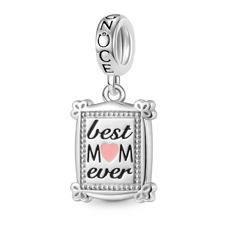 Gnoce Best Mom Ever Charm Platinum-plated Silver Blend_1