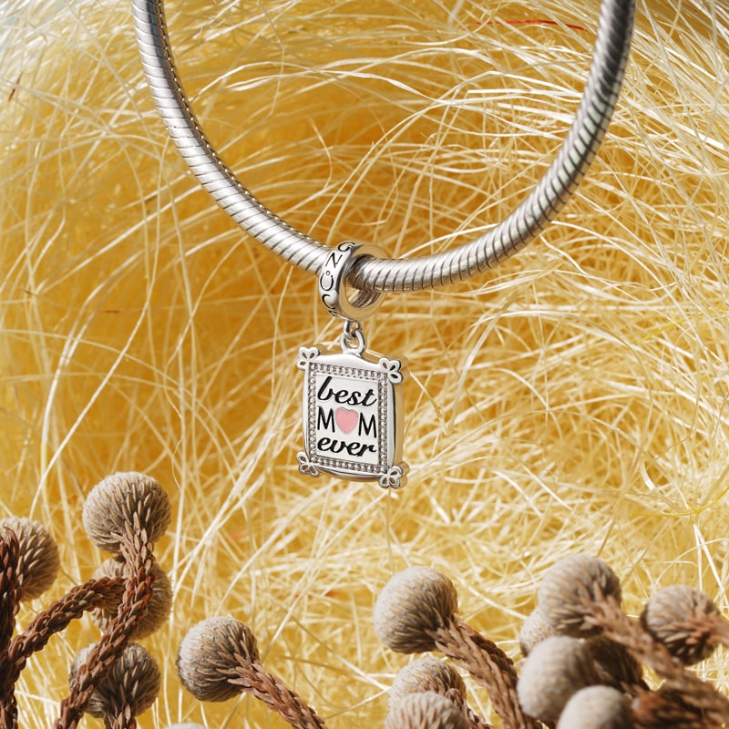 Gnoce Best Mom Ever Charm Platinum-plated Silver Blend_3