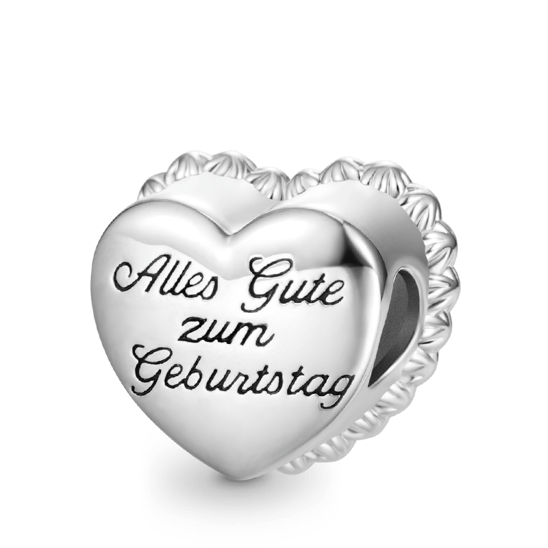 Gnoce Happy Birthday Cake Heart Charm Platinum-plated Silver Blend_1
