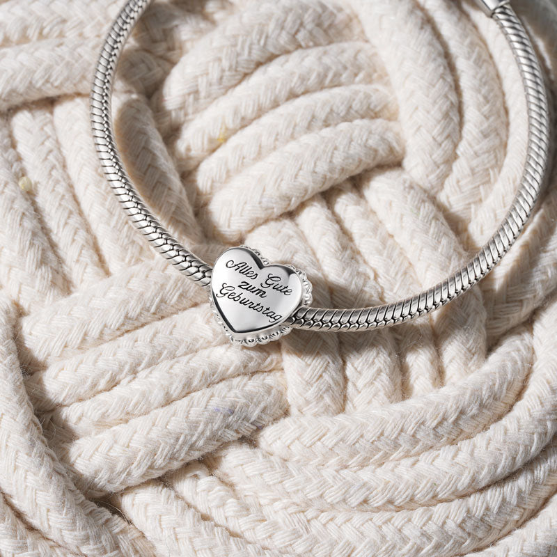 Gnoce Happy Birthday Cake Heart Charm Platinum-plated Silver Blend_3