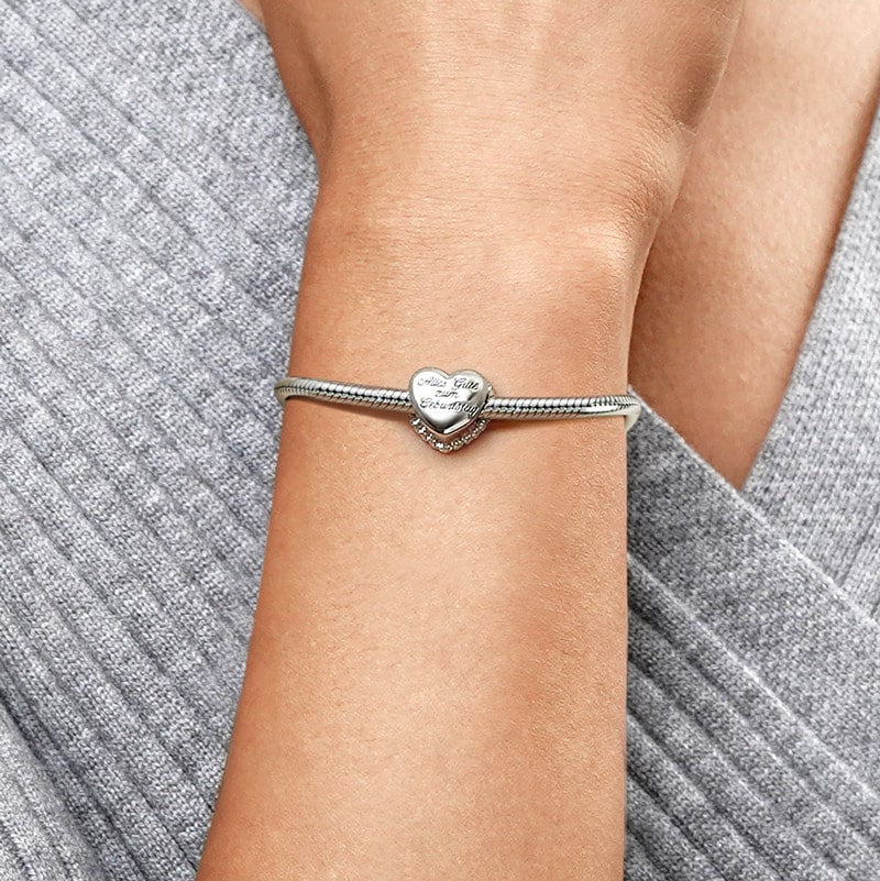 Gnoce Happy Birthday Cake Heart Charm Platinum-plated Silver Blend_5