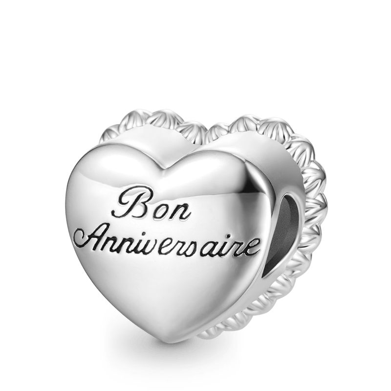 Gnoce Happy Birthday Cake Heart Charm Platinum-plated Silver Blend_1