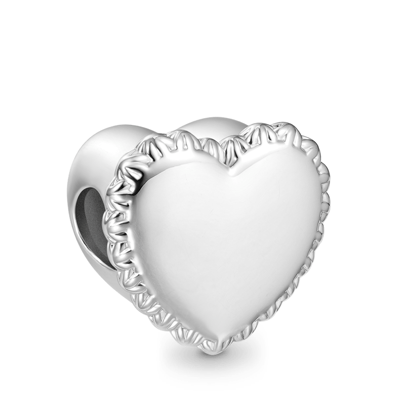Gnoce Happy Birthday Cake Heart Charm Platinum-plated Silver Blend_2