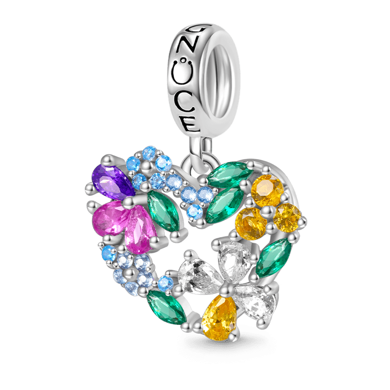 Gnoce Floral Heart Wreath Pendant Dangle Charm_1