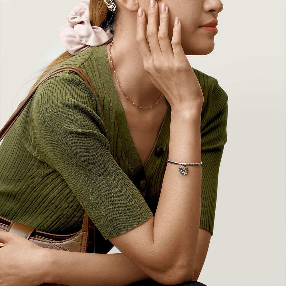 Gnoce Floral Heart Wreath Pendant Dangle Charm_4