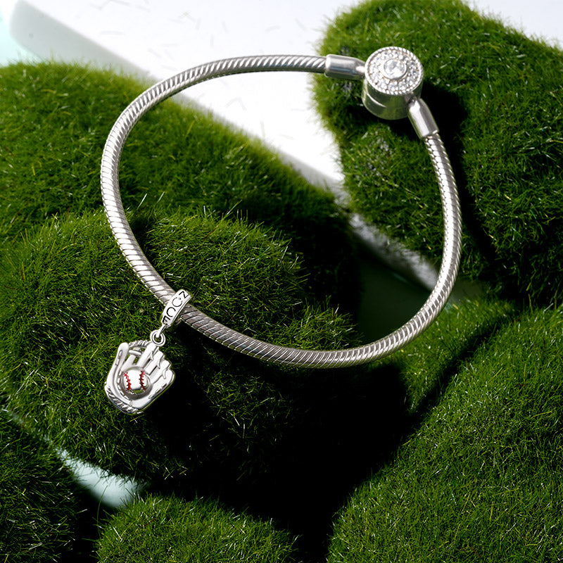Gnoce Baseball Glove Charm Platinum-plated Silver Blend_3