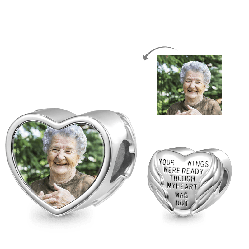 Gnoce Angel Wings Love Heart Personalized Charm Platinum-plated Silver Blend_1