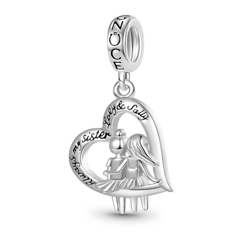 Gnoce Sister Love Heart Engravable Charm Platinum-plated Silver Blend_1