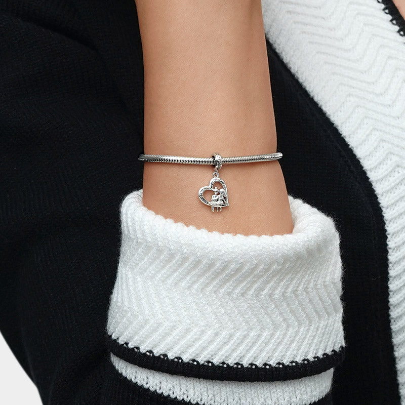 Gnoce Sister Love Heart Engravable Charm Platinum-plated Silver Blend_6