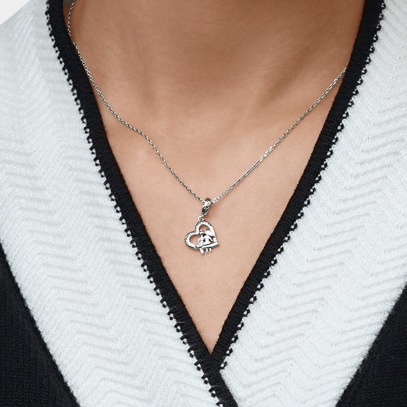 Gnoce Sister Love Heart Engravable Charm Platinum-plated Silver Blend_8