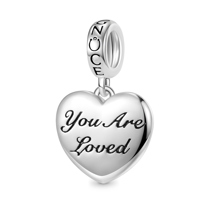 Gnoce "You Are Loved" Heart Charm Platinum-plated Silver Blend_1