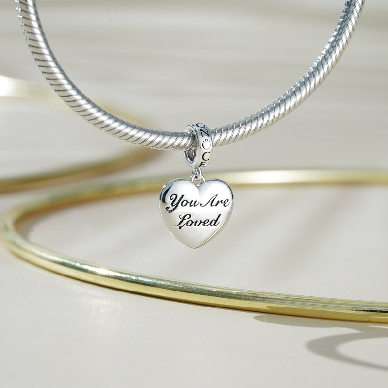 Gnoce "You Are Loved" Heart Charm Platinum-plated Silver Blend_3