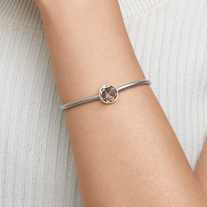 Gnoce Lucky Clover Family Love Photo Charm Platinum-plated Silver Blend_5