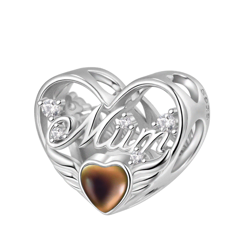 Gnoce Mum Mood Heart Charm Platinum-plated Silver Blend_1