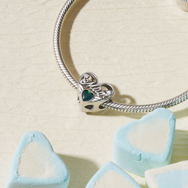 Gnoce Mum Mood Heart Charm Platinum-plated Silver Blend_3