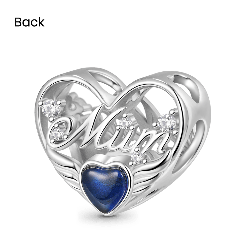 Gnoce Mum Mood Heart Charm Platinum-plated Silver Blend_2