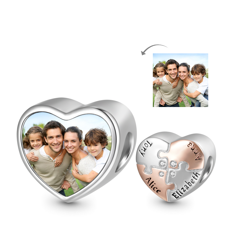 Gnoce Family Love Engravable Photo Heart Charm_1