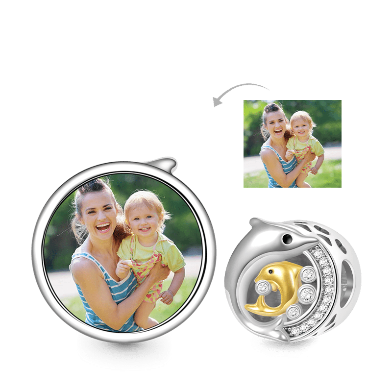 Gnoce Dolphin Personalized Photo Charm Platinum-plated Silver Blend_1