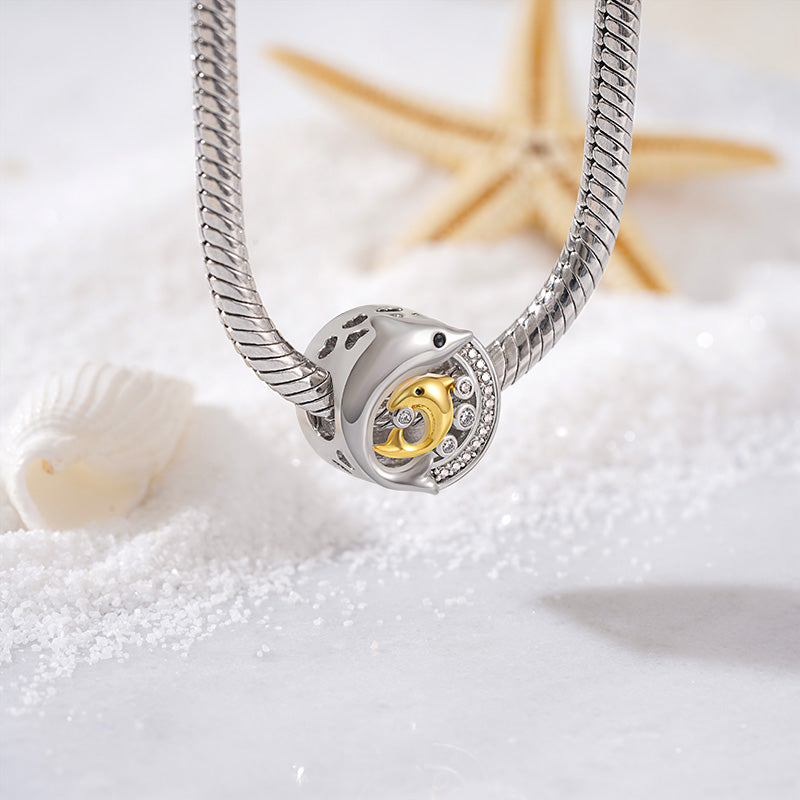 Gnoce Dolphin Personalized Photo Charm Platinum-plated Silver Blend_2