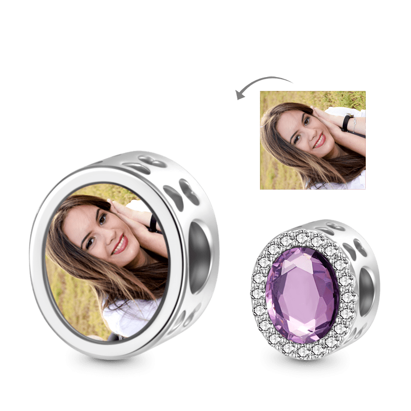 Gnoce Sparkling Personalized Photo Charm Platinum-plated Silver Blend_1