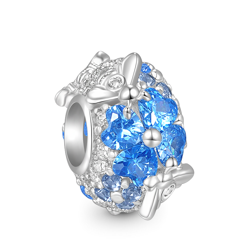 Gnoce Honey Bee and Lucky Clover Charm Platinum-plated Silver Blend_2