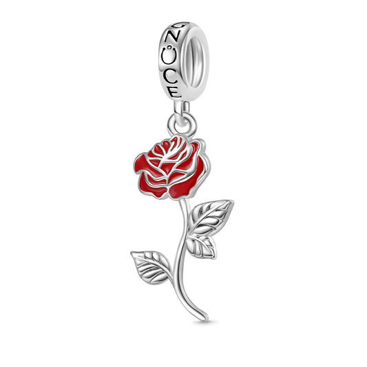 Gnoce Red Rose Flower Pendant Dangle Charm_1