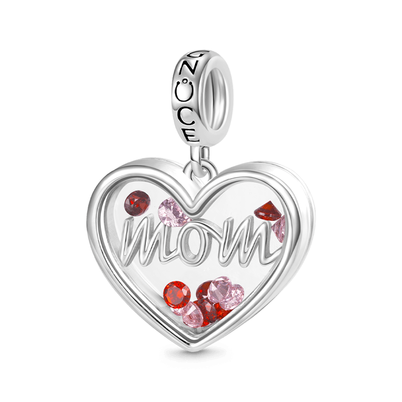 Gnoce Sparkling Mom Heart Charm Platinum-plated Silver Blend_1