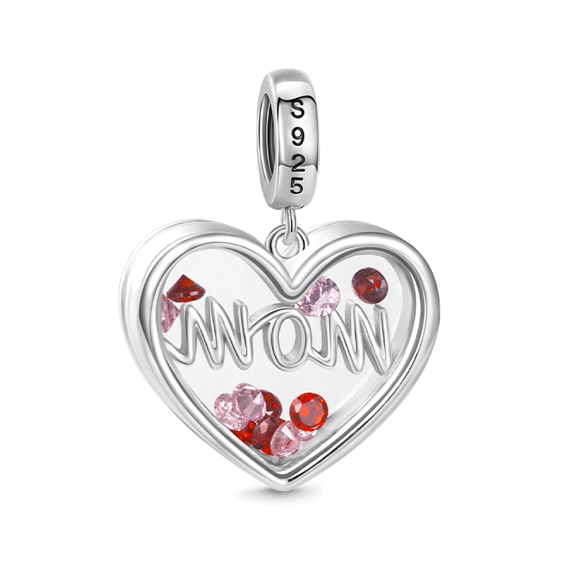 Gnoce Sparkling Mom Heart Charm Platinum-plated Silver Blend_2