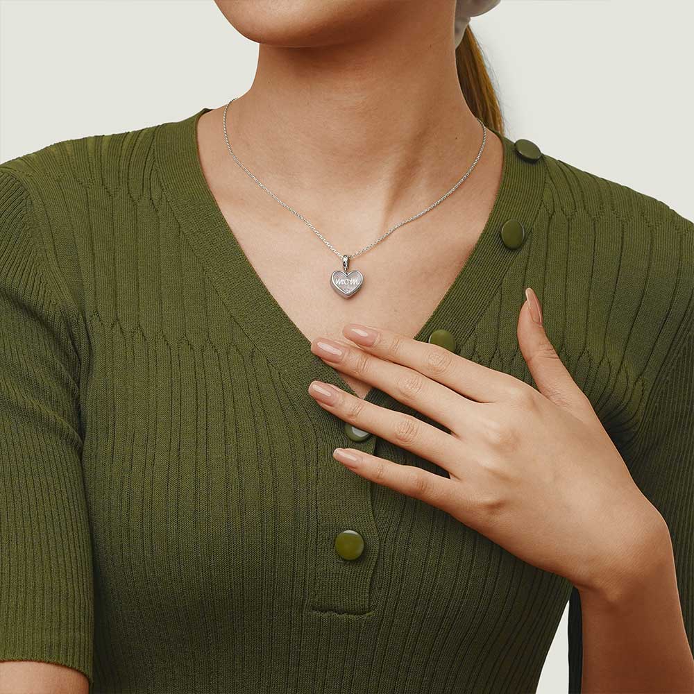 Gnoce Sparkling Mom Heart Charm Platinum-plated Silver Blend_6