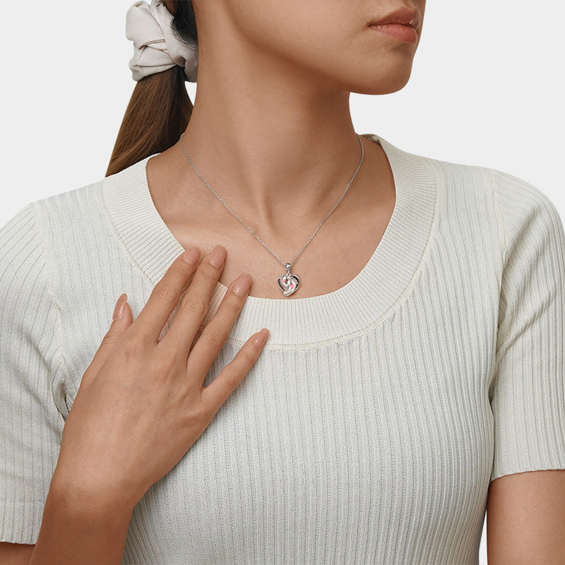 Gnoce Baby Footprints & Heart Engravable Charm Platinum-plated Silver Blend_3