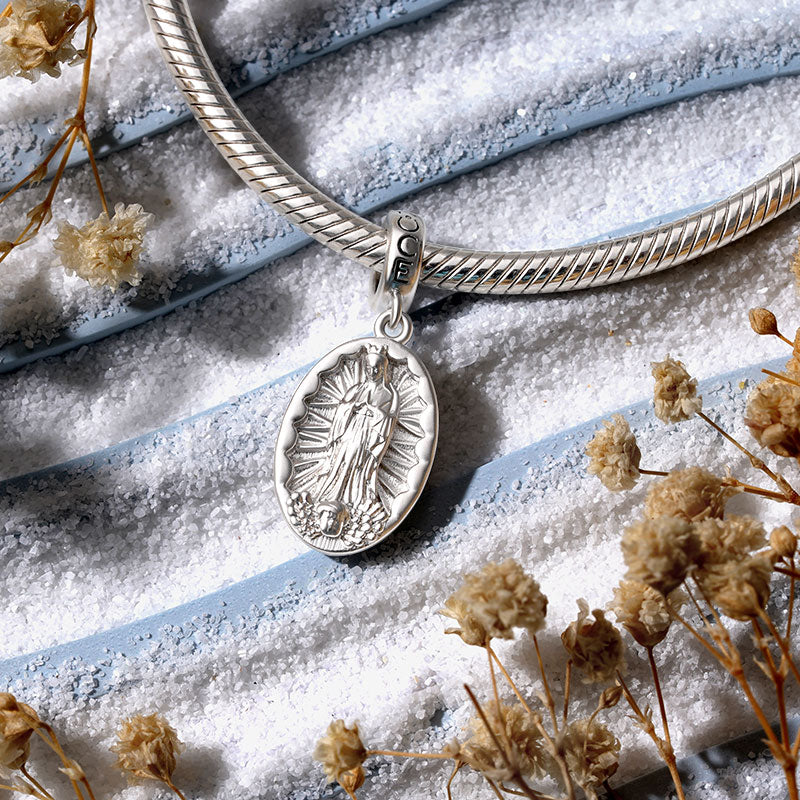 Gnoce Virgin of Guadalupe Charm Platinum-plated Silver Blend_3