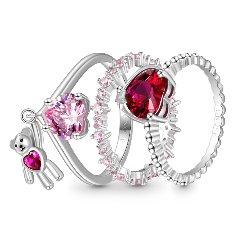 Gnoce Bear Hug Triple Ring Platinum-plated Silver Blend_1