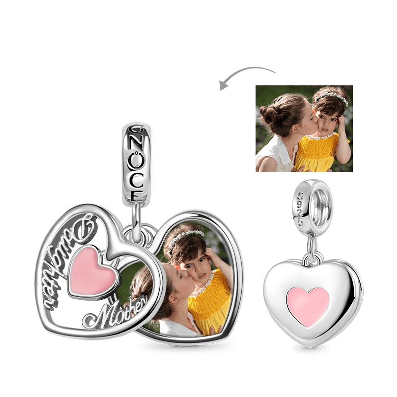 Gnoce "Daughter & Mother" Heart Personalized Charm Platinum-plated Silver Blend_1