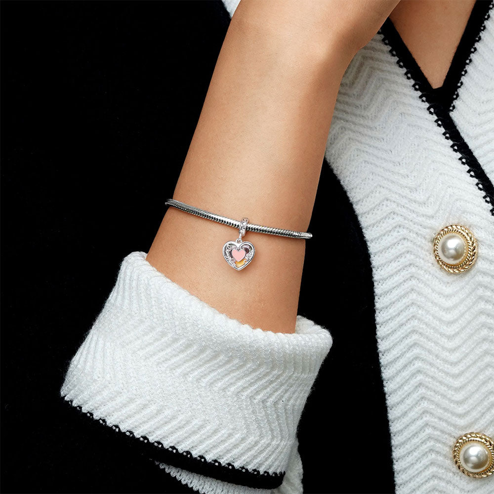 Gnoce "Daughter & Mother" Heart Personalized Charm Platinum-plated Silver Blend_3