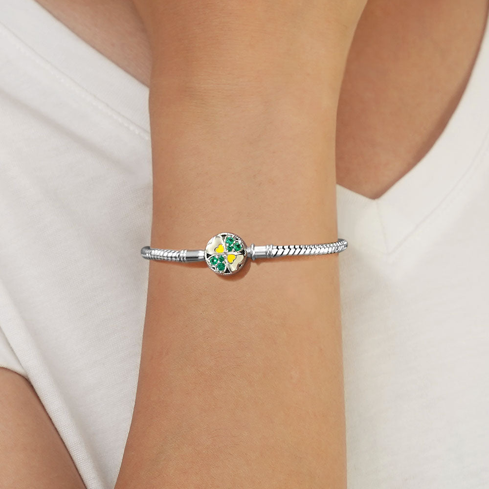 Gnoce Lucky Four-leaf Clover Basic Snake Chain Bracelet_4