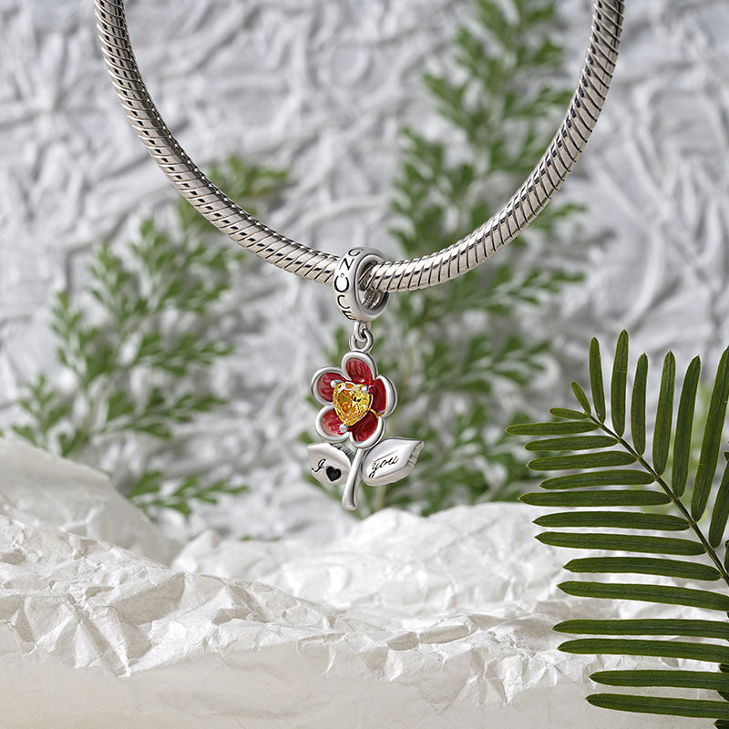 Gnoce "I love you" Blossom Pendant Dangle Charm_3